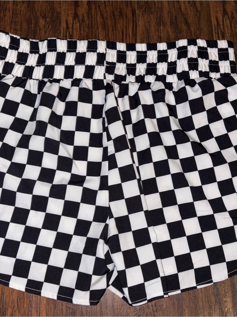 Black & White Checker Athletic Shorts - Women's